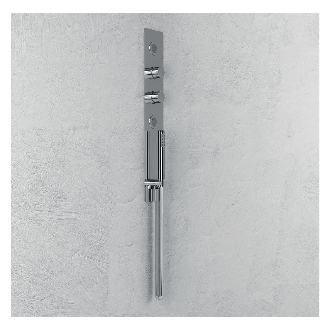 Wall Kit A Parete Da Incasso A Muro Acciaio Inox Cromato Lucido Deviatore Doccetta Doccia - 3