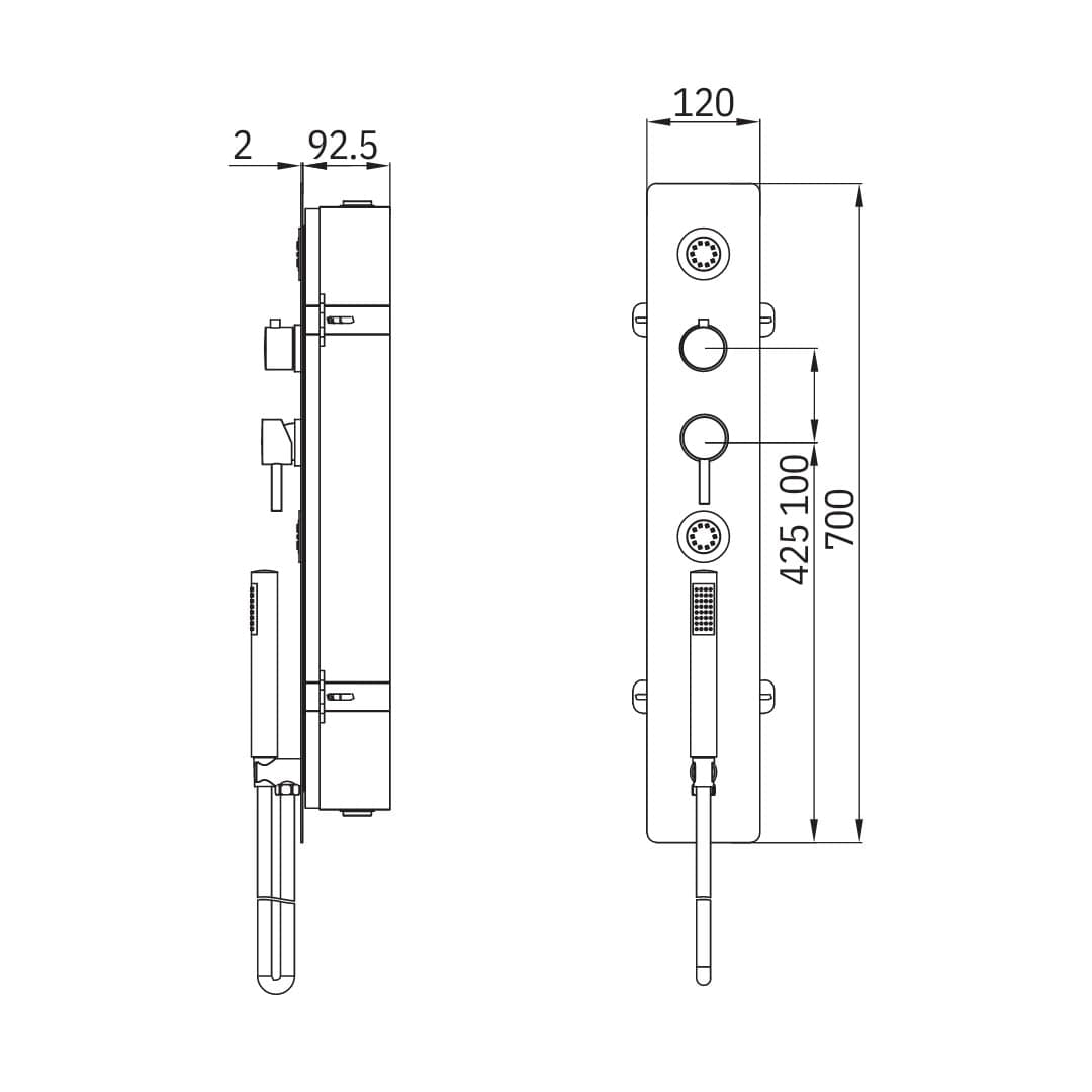 Wall Kit A Parete Da Incasso A Muro Acciaio Inox Cromato Lucido Deviatore Doccetta Doccia - 2