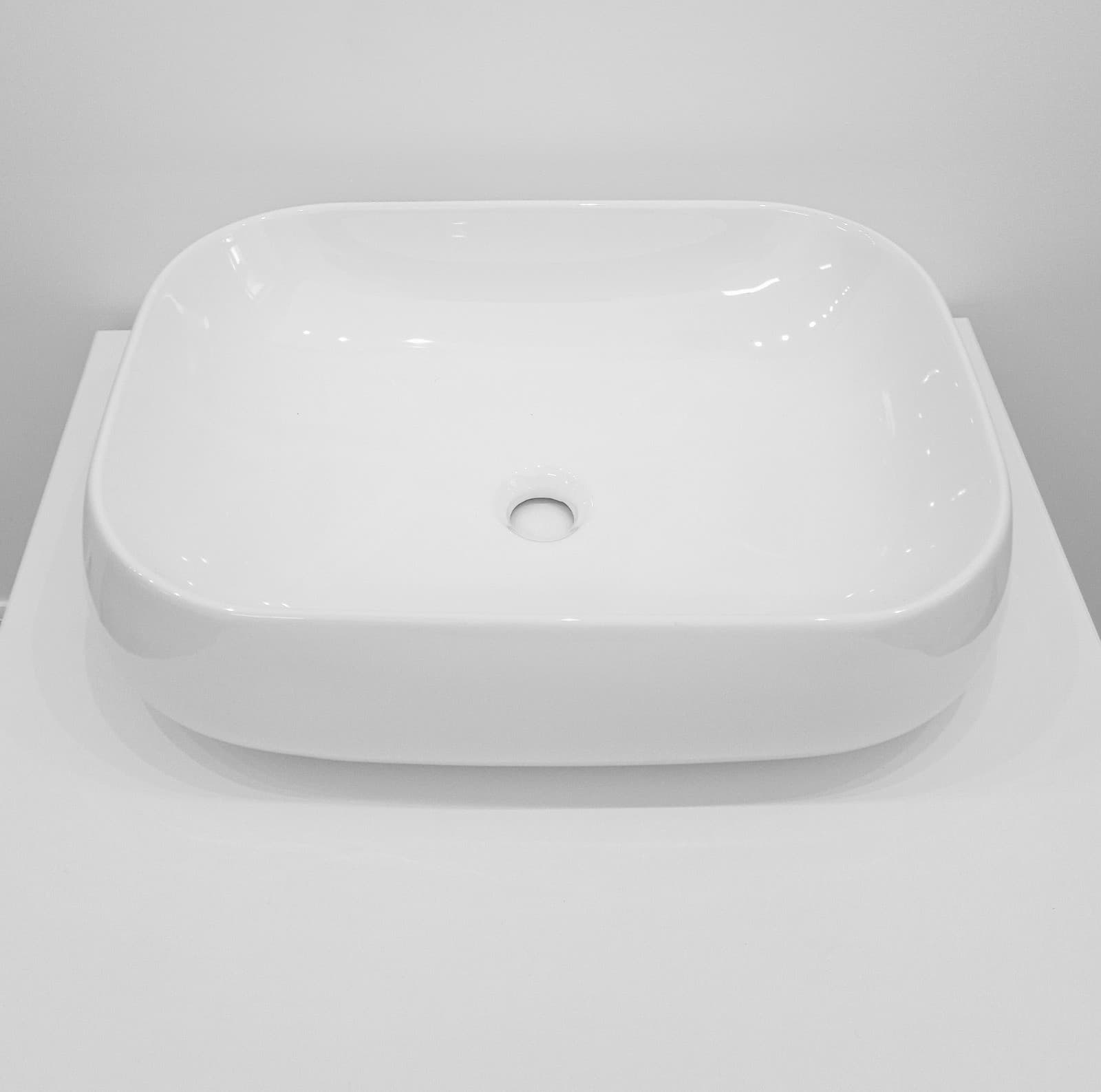 Lavabo Da Appoggio Ceramica Bianco Rettangolare Lavandino 54x40 cm - 4