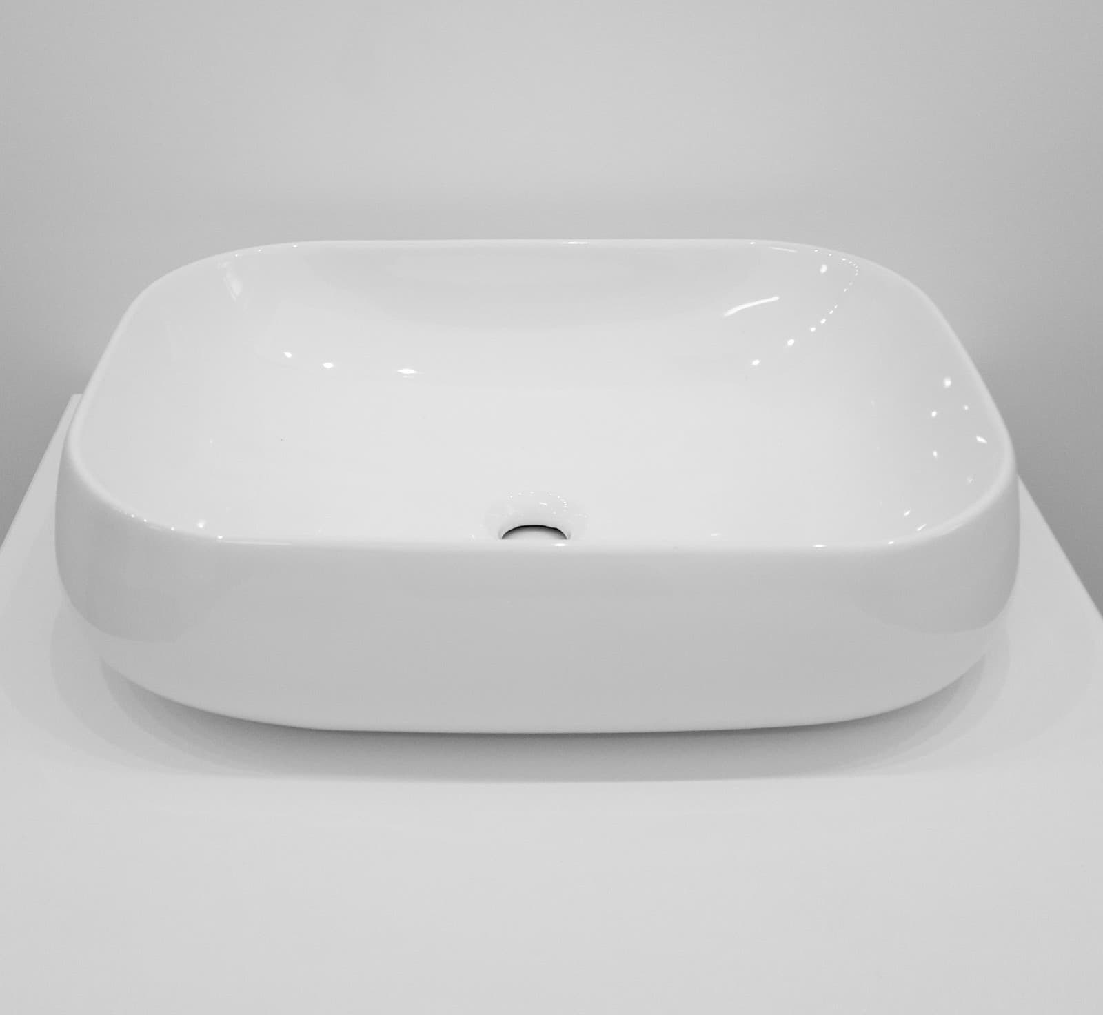 Lavabo Da Appoggio Ceramica Bianco Rettangolare Lavandino 54x40 cm - 3