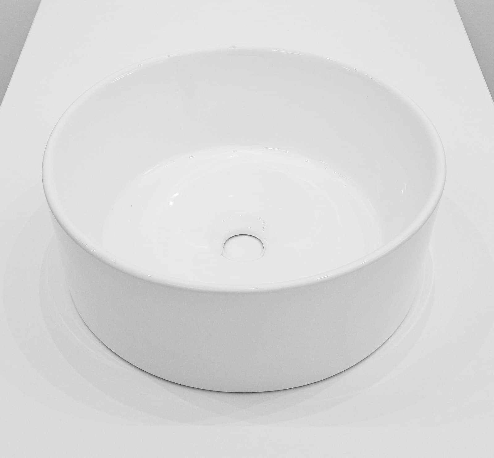Lavabo Da Appoggio Ceramica Bianco Tondo Lavandino Diametro 41,5 cm - 3