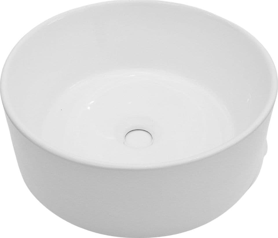 Lavabo Da Appoggio Ceramica Bianco Tondo Lavandino Diametro 41,5 cm - 2
