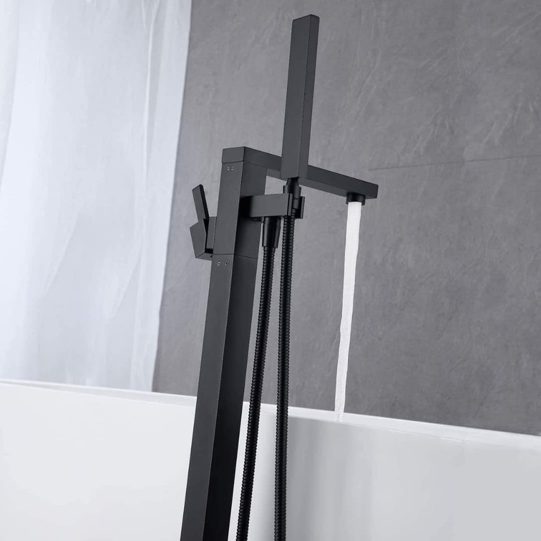 Ogomondo Miscelatore a Pavimento Per Vasca Freestanding Black Calcutta in Ottone - 4