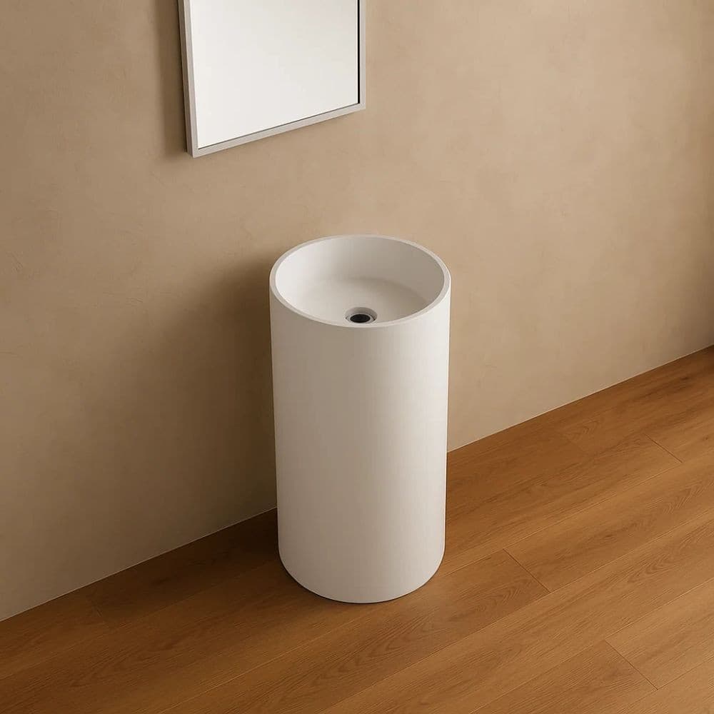 Lavabo Free Standing Klaus In Artificial Stone Bianco Opaco - 7