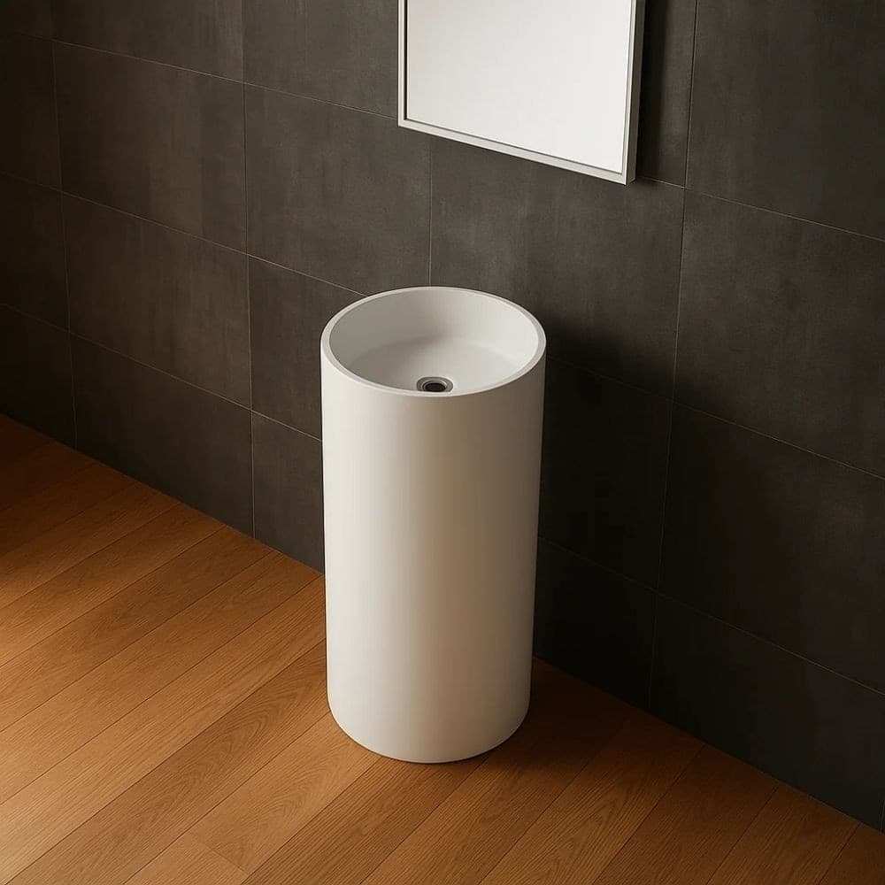 Lavabo Free Standing Klaus In Artificial Stone Bianco Opaco - 2