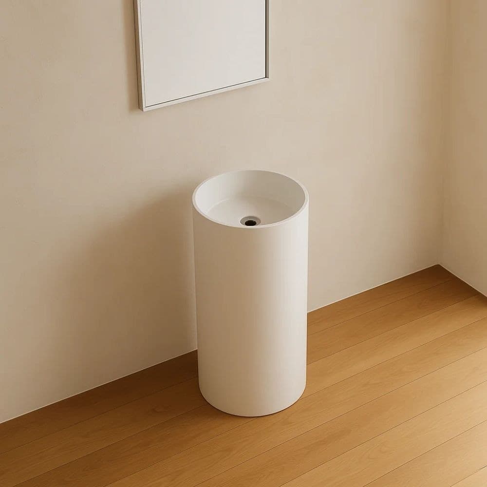 Lavabo Free Standing Klaus In Artificial Stone Bianco Opaco - 3