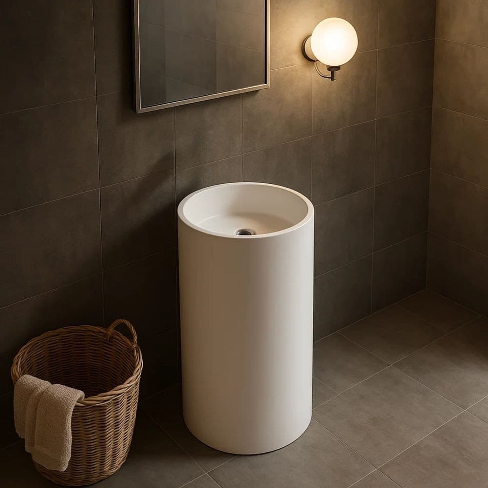 Lavabo Free Standing Klaus In Artificial Stone Bianco Opaco - 4