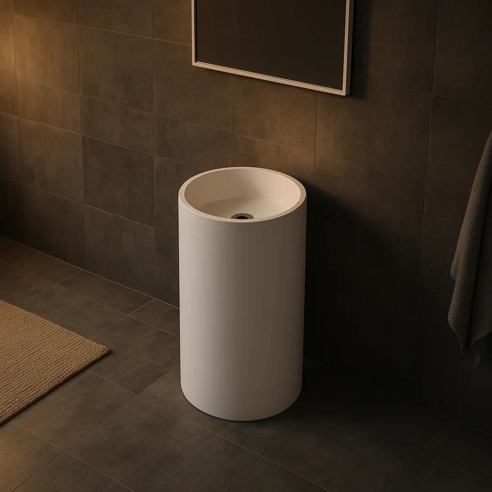 Lavabo Free Standing Klaus In Artificial Stone Bianco Opaco - 5