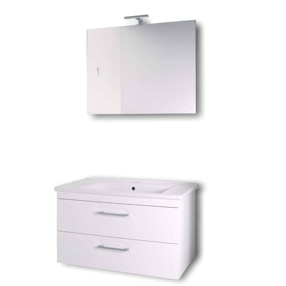 Mobile da bagno sospeso Spring  Bianco con lavabo specchio MADE IN ITALY - 7