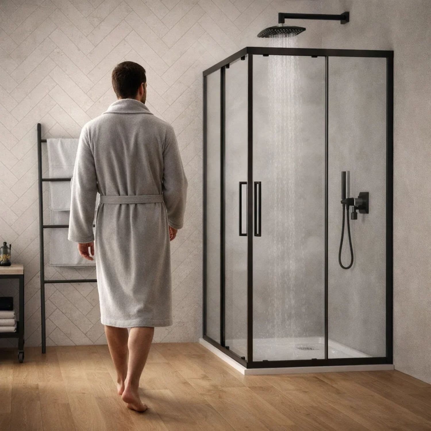 Cabina Doccia Angolare Corner Black Cristallo 6 mm 80x80x195 cm - 2