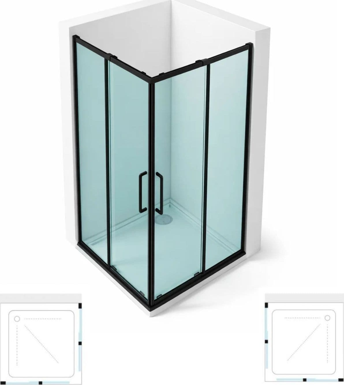 Cabina Doccia Angolare Corner Black Cristallo 6 mm 80x80x195 cm - 5