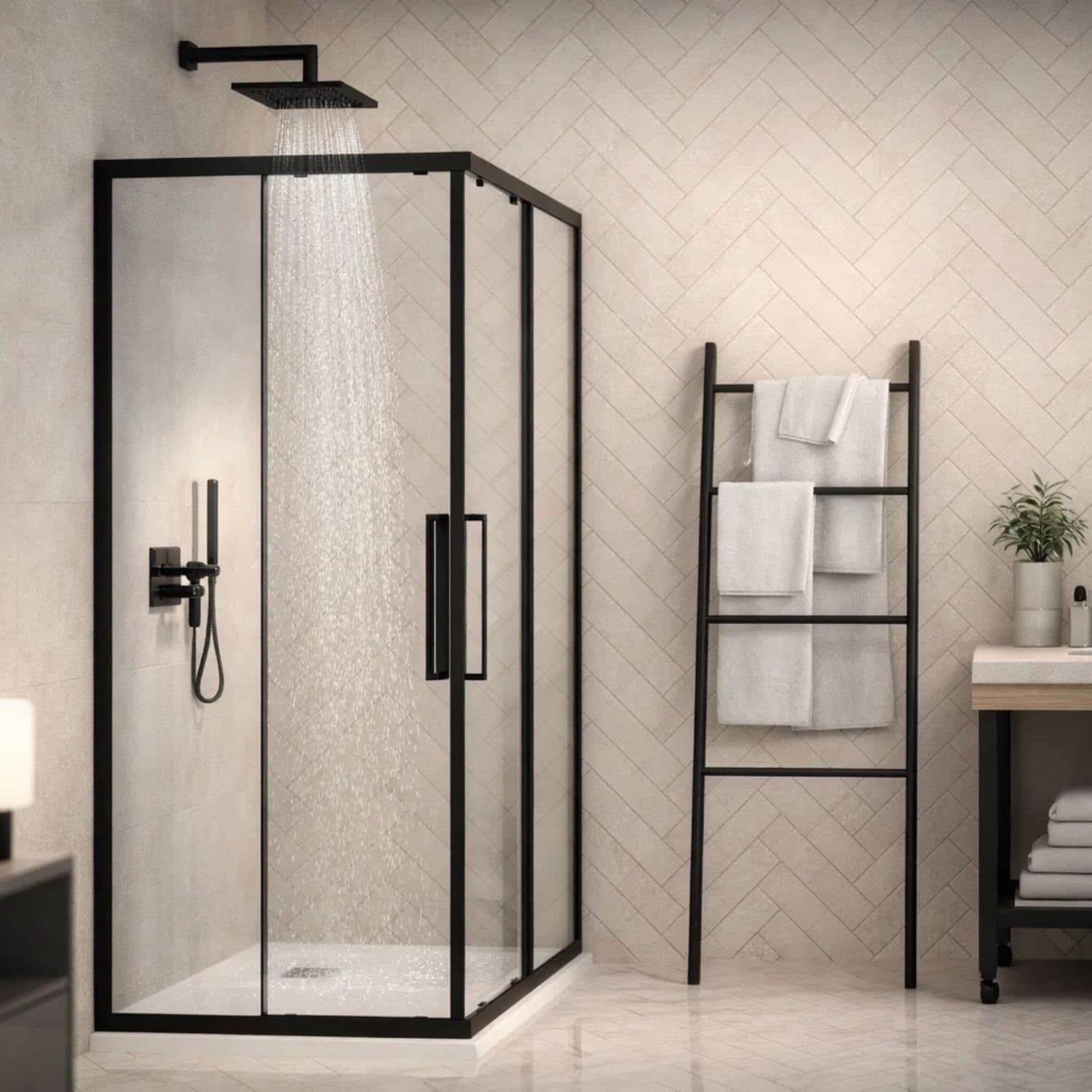 Cabina Doccia Angolare Corner Black Cristallo 6 mm 100x100x195 cm - 3