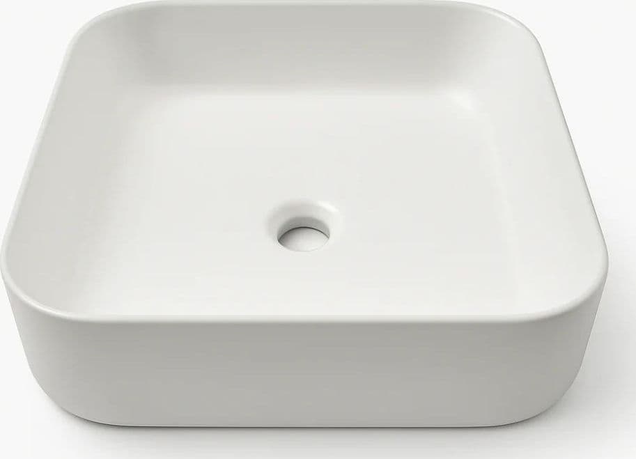 Lavabo D'appoggio Ceramica Bianco Quadrato Lavandino Bagno dimensioni cm 38,5x38,5x14 - 13