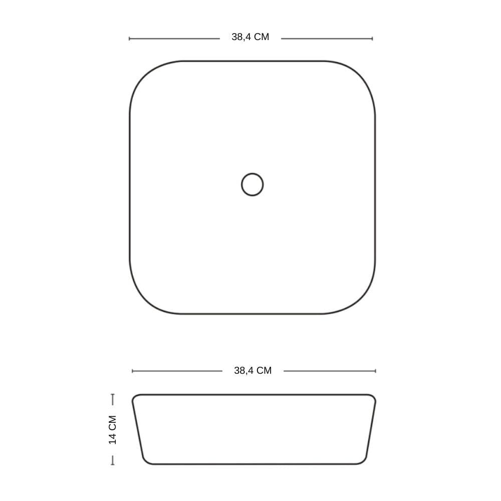 Lavabo D'appoggio Ceramica Bianco Quadrato Lavandino Bagno dimensioni cm 38,5x38,5x14 - 6