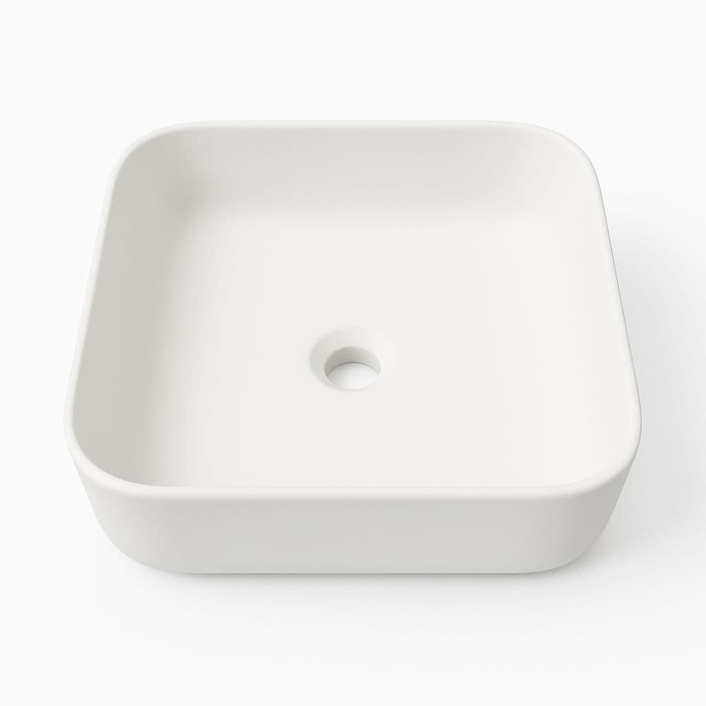 Lavabo D'appoggio Ceramica Bianco Quadrato Lavandino Bagno dimensioni cm 38,5x38,5x14 - 8
