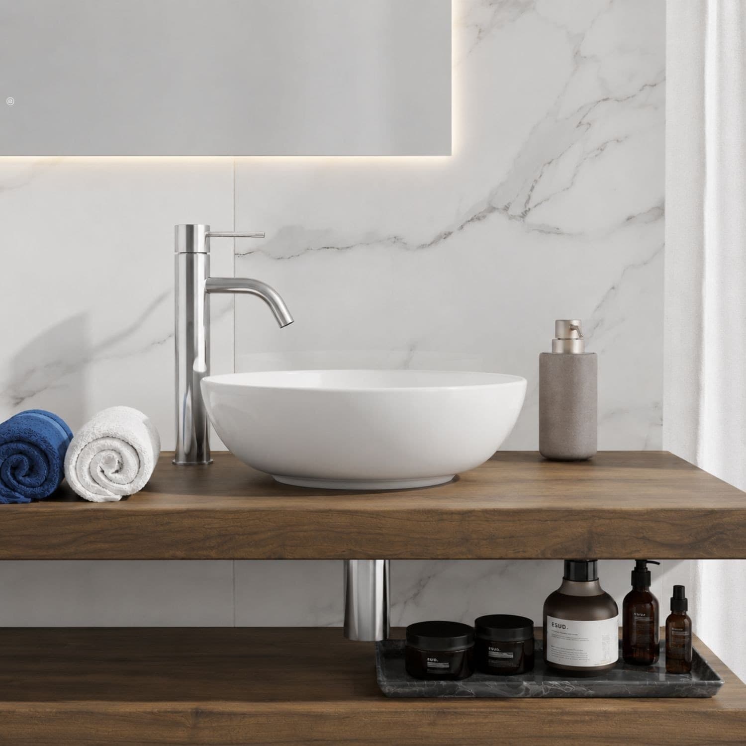 Lavabo Da Appoggio Tondo In Ceramica Bianco Lucido E Opaco - 2