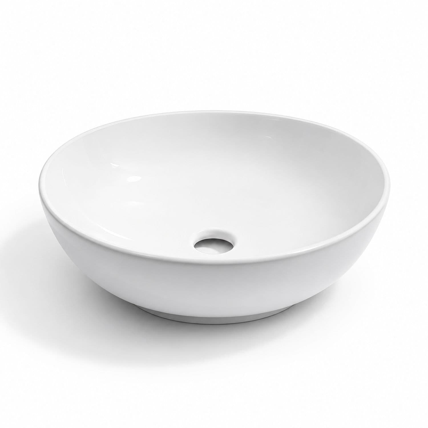 Lavabo Da Appoggio Tondo In Ceramica Bianco Lucido E Opaco - 6