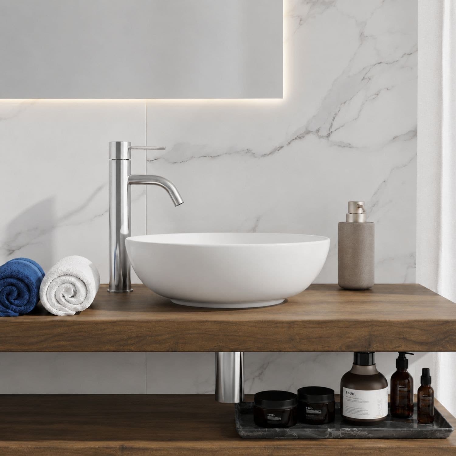 Lavabo Da Appoggio Tondo In Ceramica Bianco Lucido E Opaco - 9