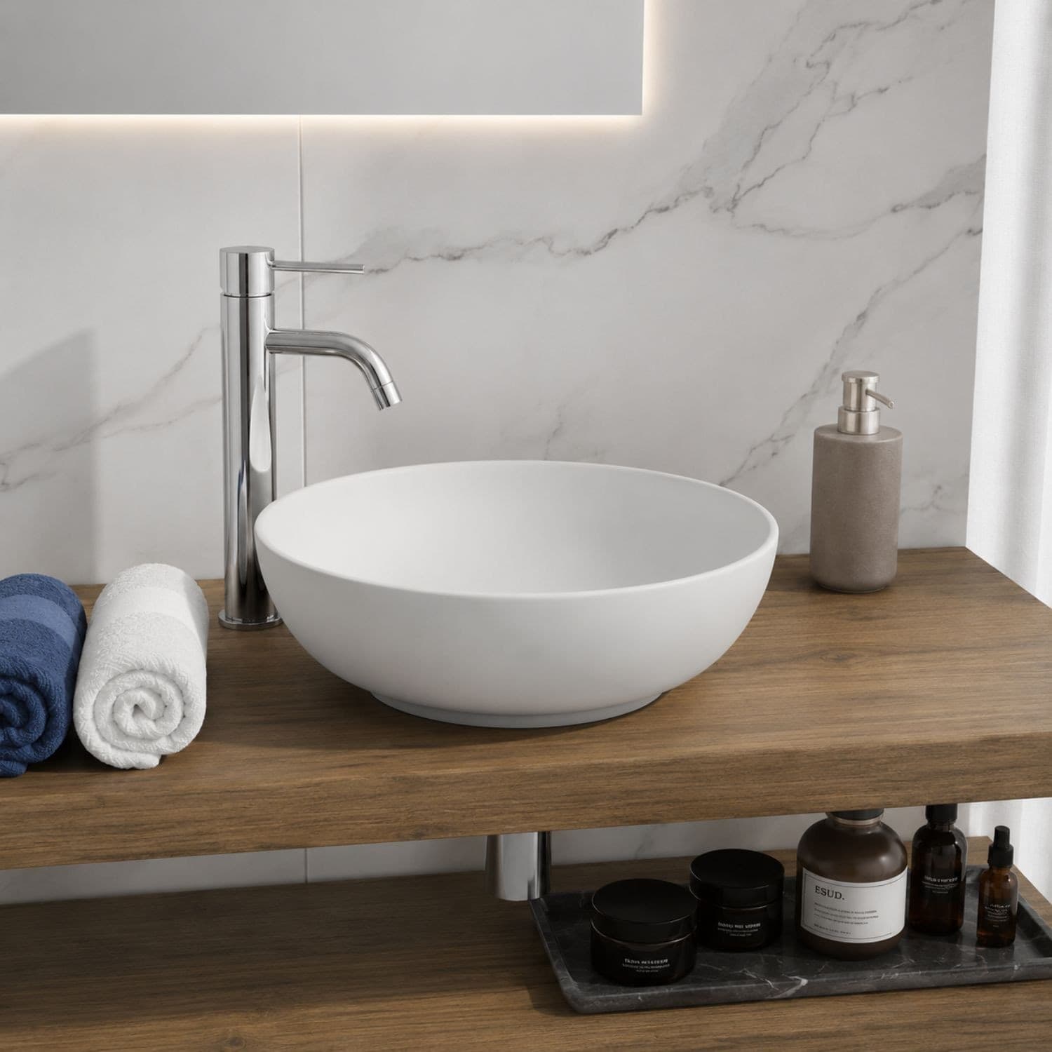 Lavabo Da Appoggio Tondo In Ceramica Bianco Lucido E Opaco - 10