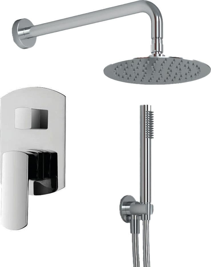 OGOMONDO Kit Doccia Tondo 2 Completo di Soffione Doccetta e Miscelatore con Deviatore 005
