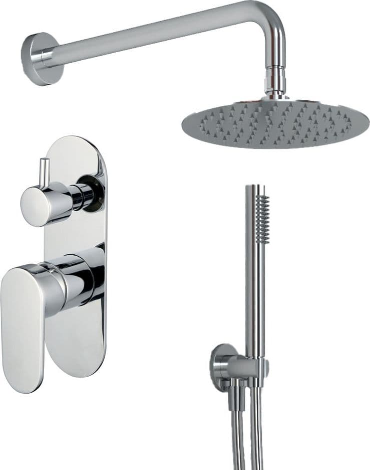 OGOMONDO Kit Doccia Tondo 2 Completo di Soffione Doccetta e Miscelatore con Deviatore 007