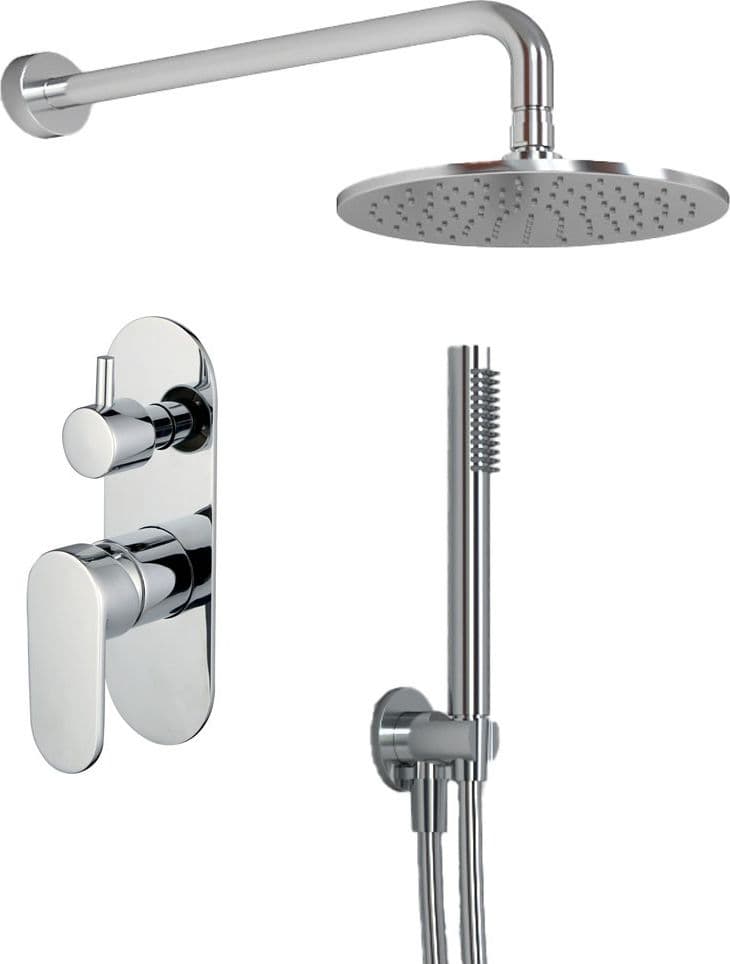OGOMONDO Kit Doccia Tondo 3 Completo di Soffione Doccetta e Miscelatore con Deviatore 007