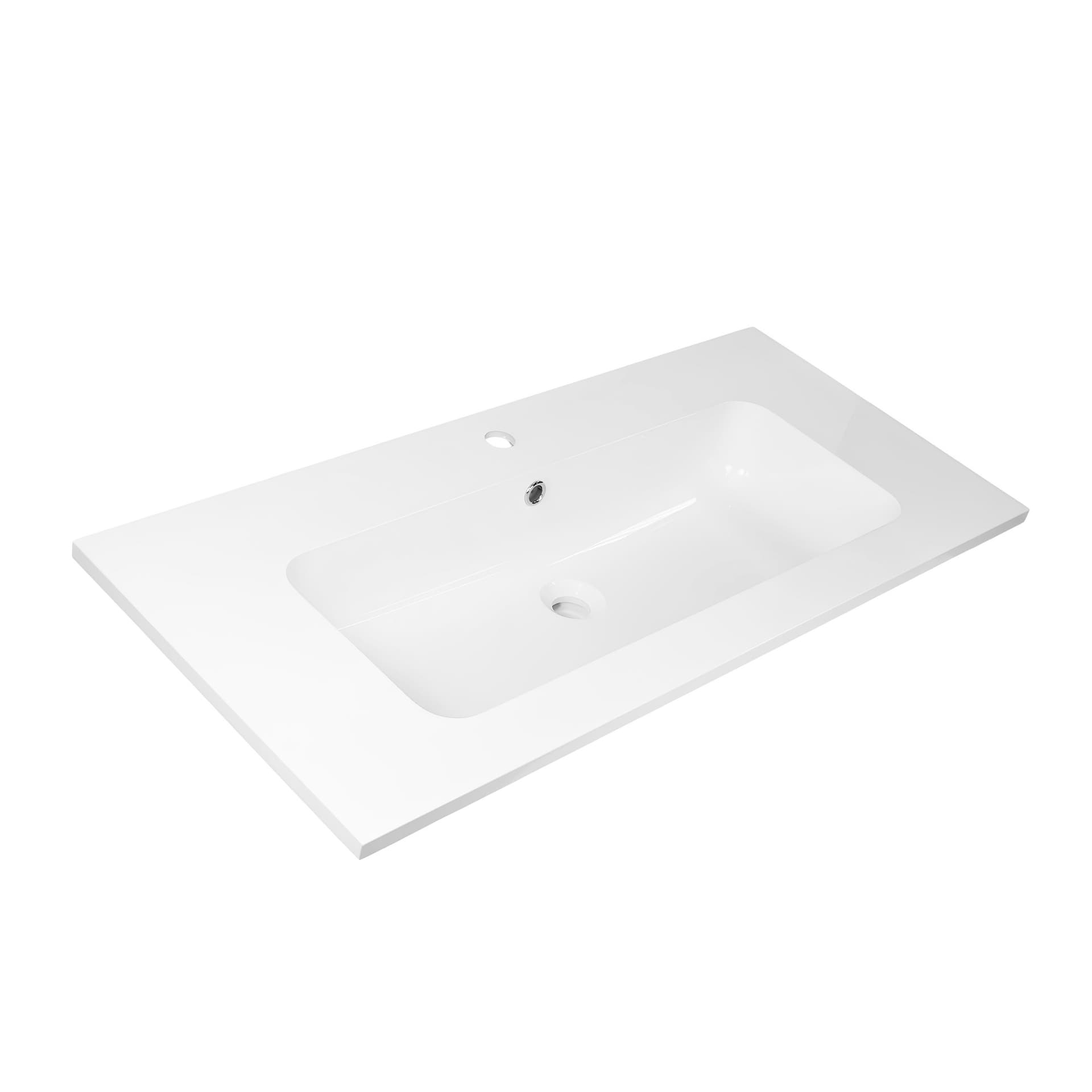 Lavabo Da Incasso In Mineral Marmo Bianco Rettangolare 91X46 Cm - 7