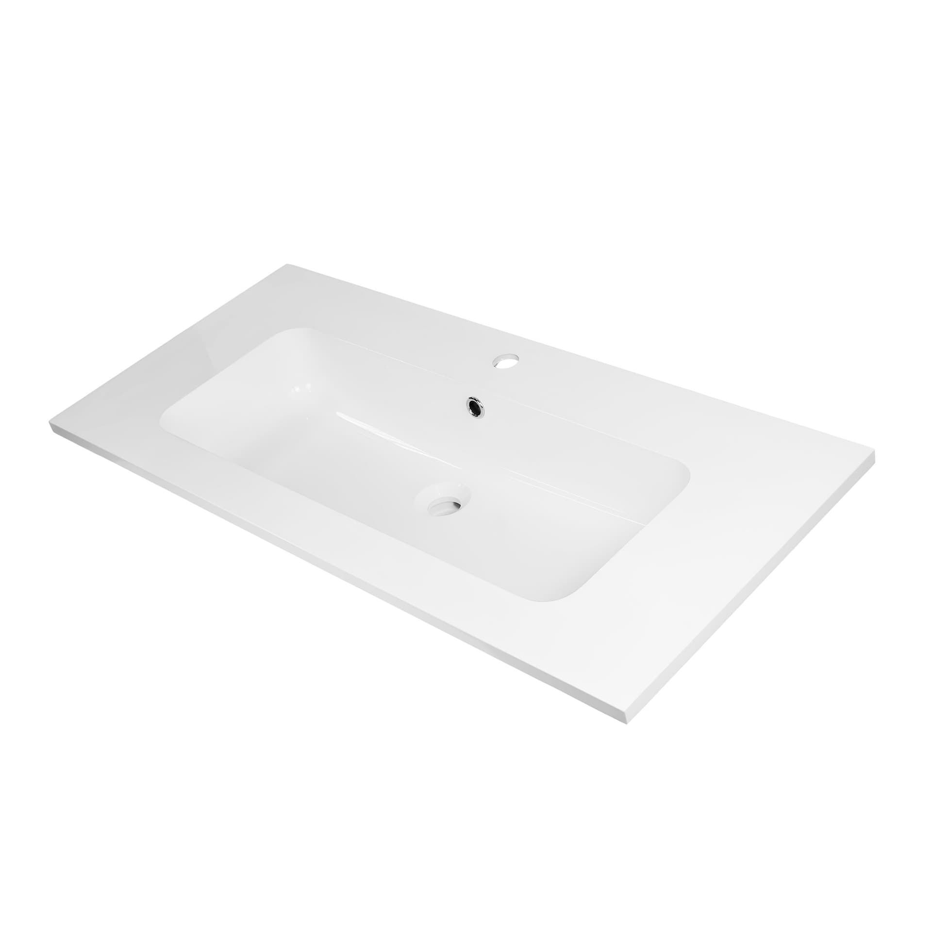 Lavabo Da Incasso In Mineral Marmo Bianco Rettangolare 91X46 Cm - 2