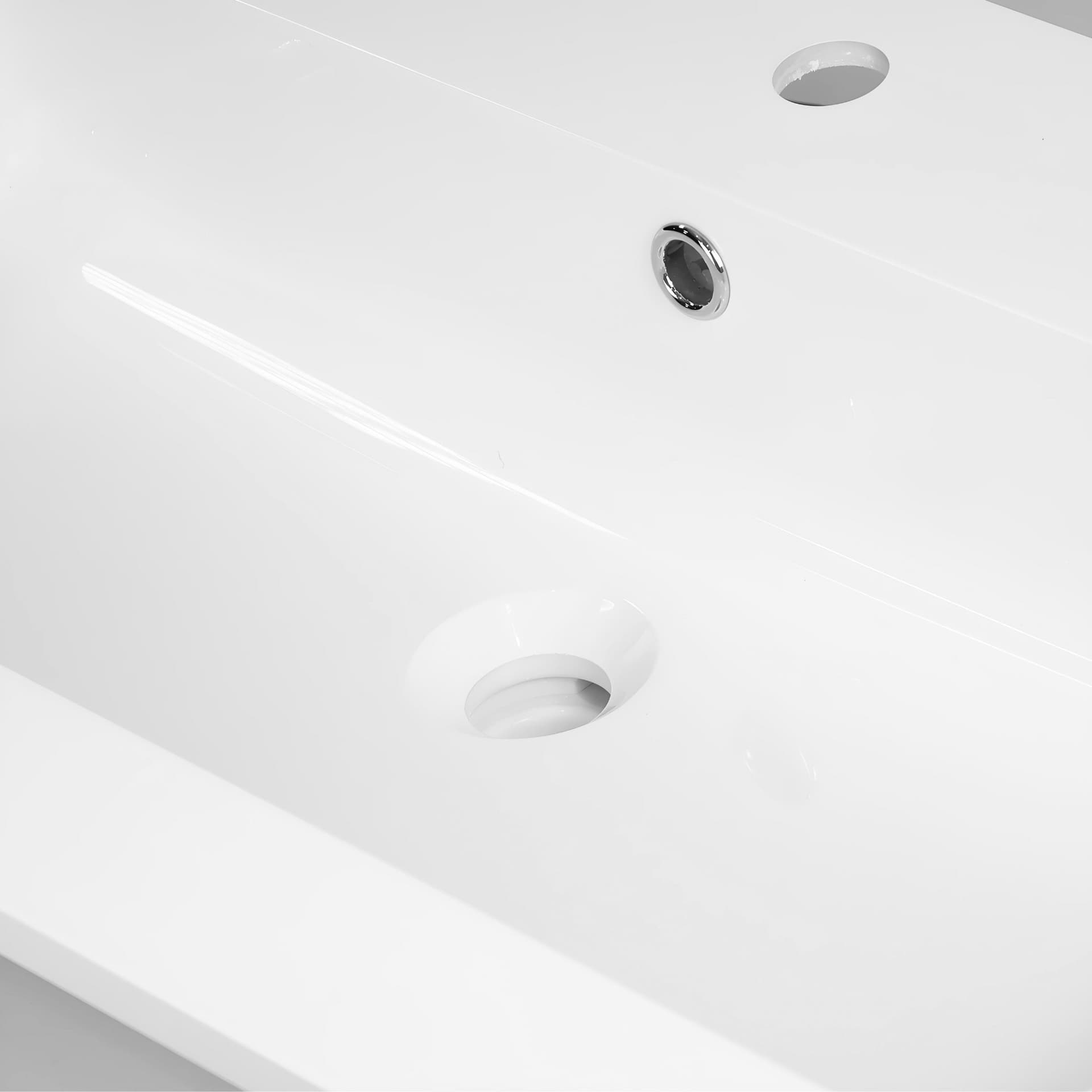 Lavabo Da Incasso In Mineral Marmo Bianco Rettangolare 91X46 Cm - 3