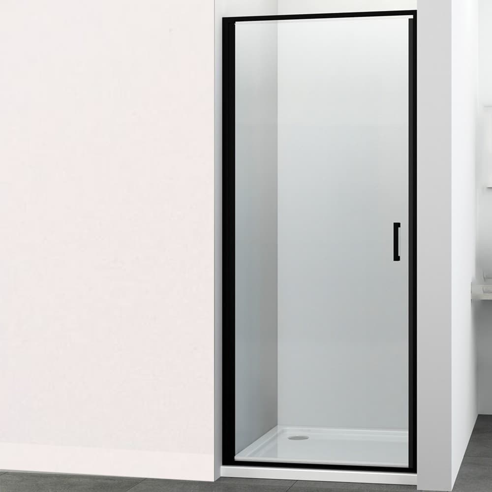Porta Doccia Battente Swing per Box Nicchia Black Profilo Nero Cristallo 6 mm - 4