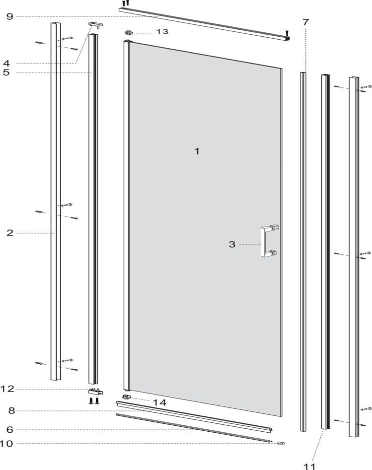 Porta Doccia Battente Swing per Box Nicchia Black Profilo Nero Cristallo 6 mm - 3