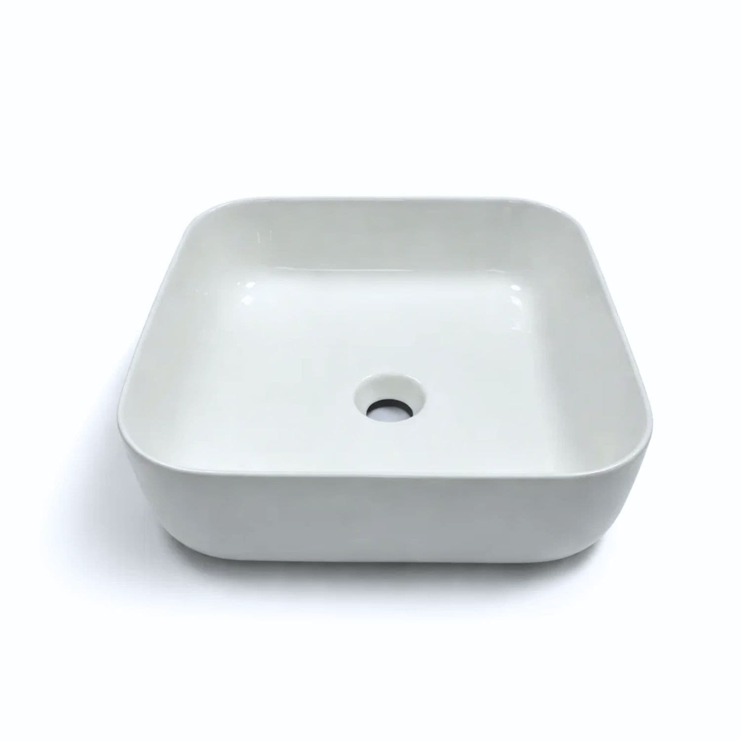 Lavabo Da Appoggio Quadrato Ceramica Bianco Lucido 38,5x38,5x14 Cm - 3