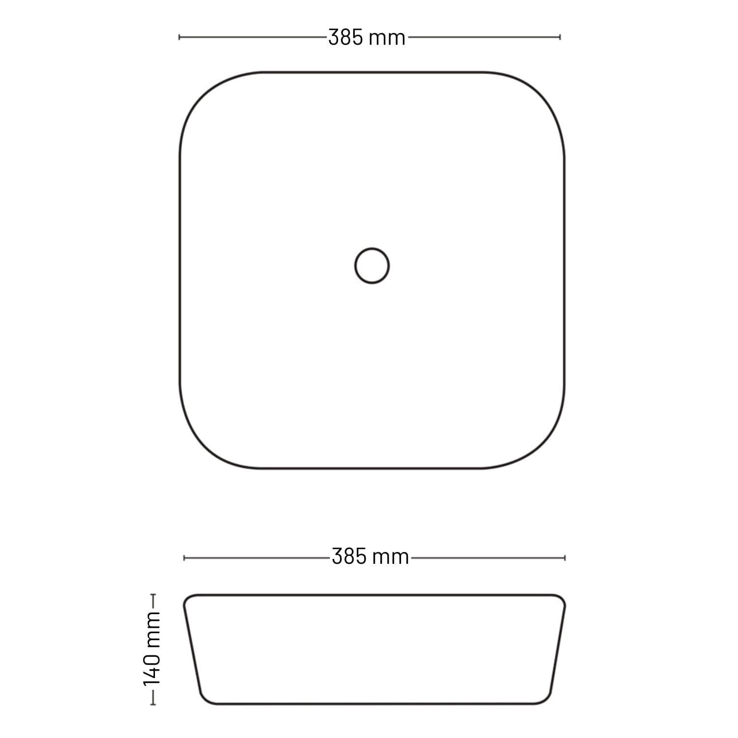 Lavabo Da Appoggio Quadrato Ceramica Bianco Lucido 38,5x38,5x14 Cm - 6