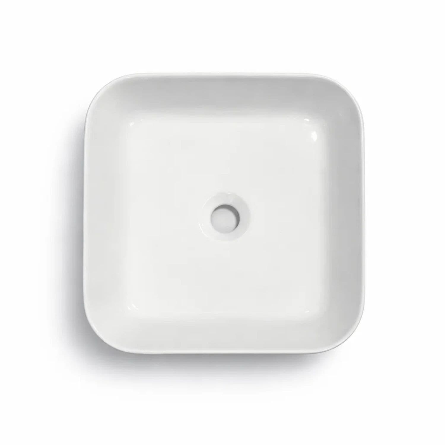 Lavabo Da Appoggio Quadrato Ceramica Bianco Lucido 38,5x38,5x14 Cm - 7