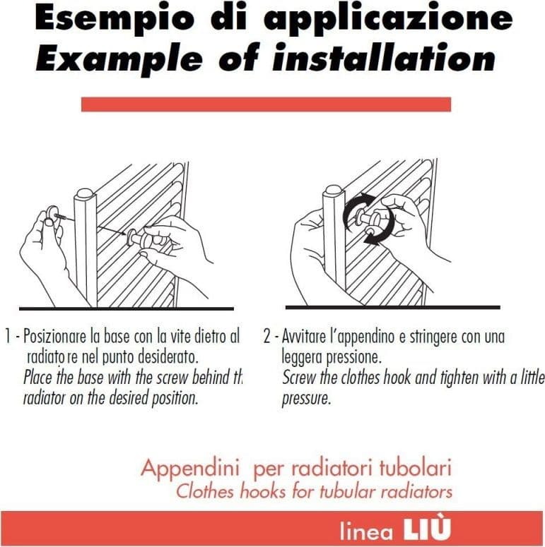 Pika Shop Appendini per Termoarredo Modello Liu' Rosso 6 Pezzi - 3