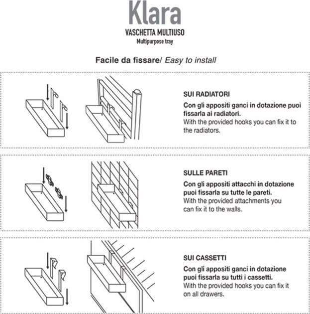 Pika Shop 2 PZ Vaschetta per Termoarredo Parete  Modello Klara Bianco - 5