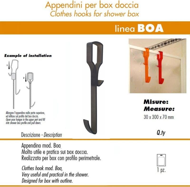 Pika Shop Appendino per Box Doccia Modello Boa Nero - 2