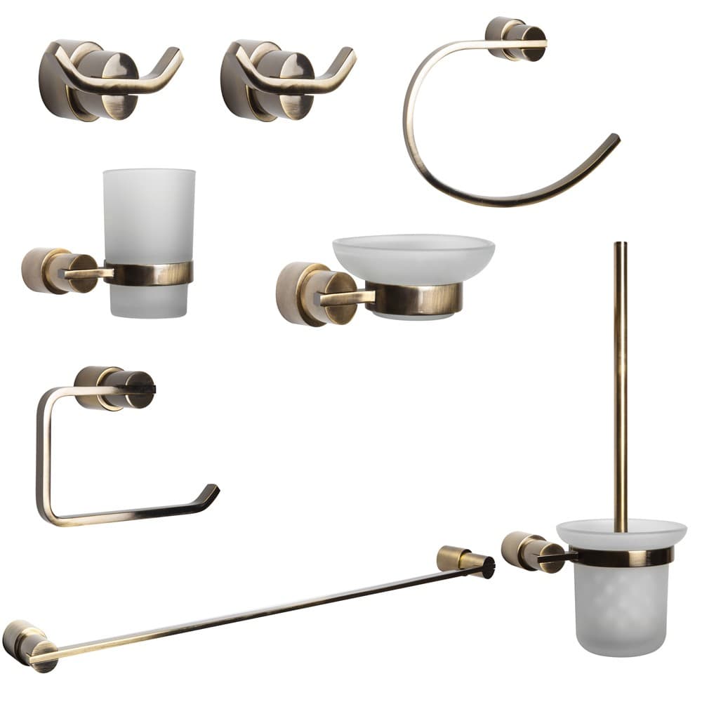 Ogomondo Set 8 Pezzi Accessori da Bagno GIOVE Ottone Bronzato - 2