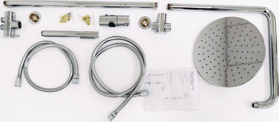 Colonna Doccia Attrezzata 022 Ottone Cromato Soffione Tondo Doccetta P47Xh111 - 3
