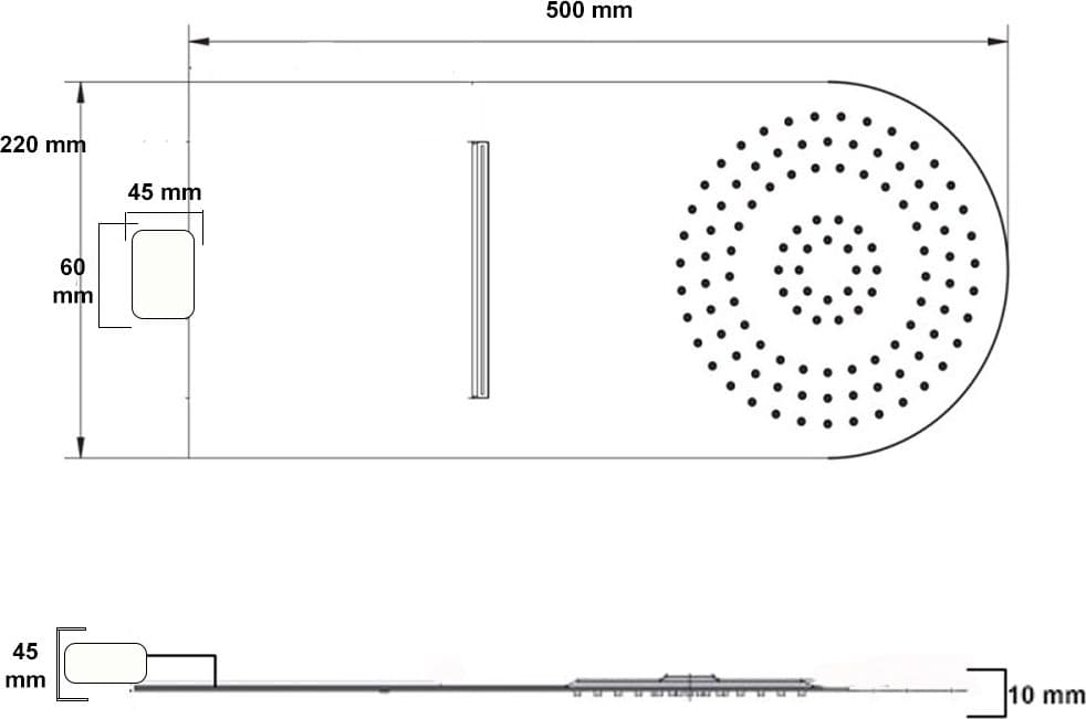 Soffione Doccia a Parete Acciaio Inox Punta Tonda Con Cascata - 2