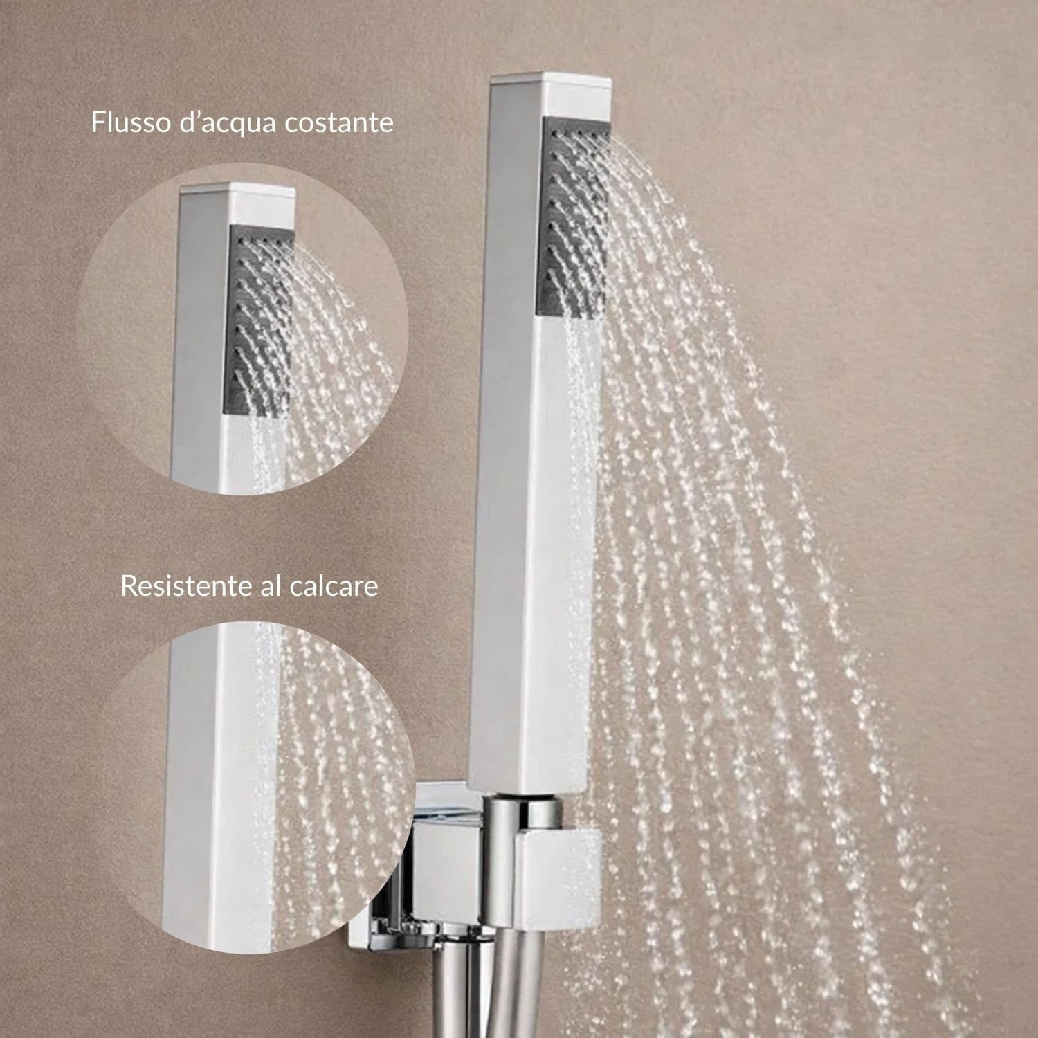 Kit Doccia Quadrato In Ottone Cromato Elegante E Funzionale - 3