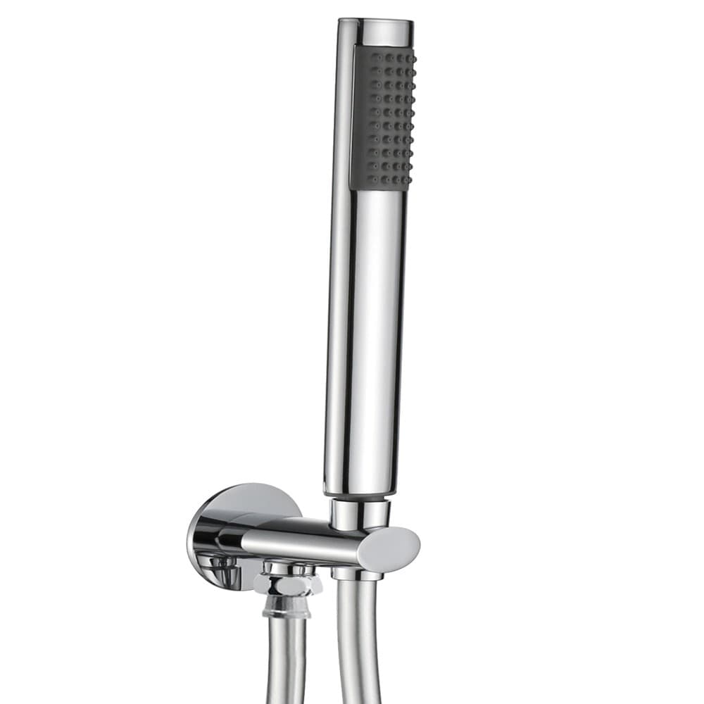 Kit Set Doccia Ottone Cromato Completo di Supporto Presa Acqua Con Flessibile E Doccetta Ovale - 4