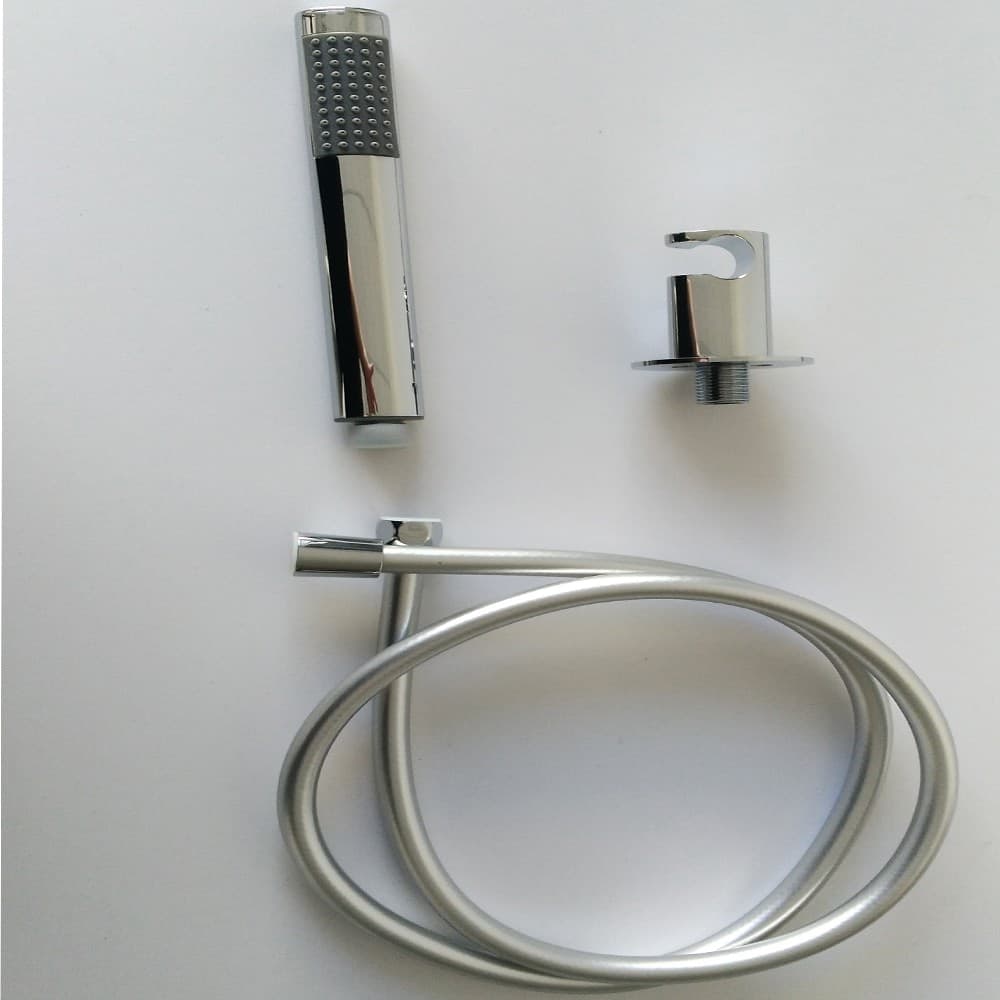 Kit Set Doccia Ottone Cromato Completo di Supporto Presa Acqua Con Flessibile E Doccetta Ovale - 3