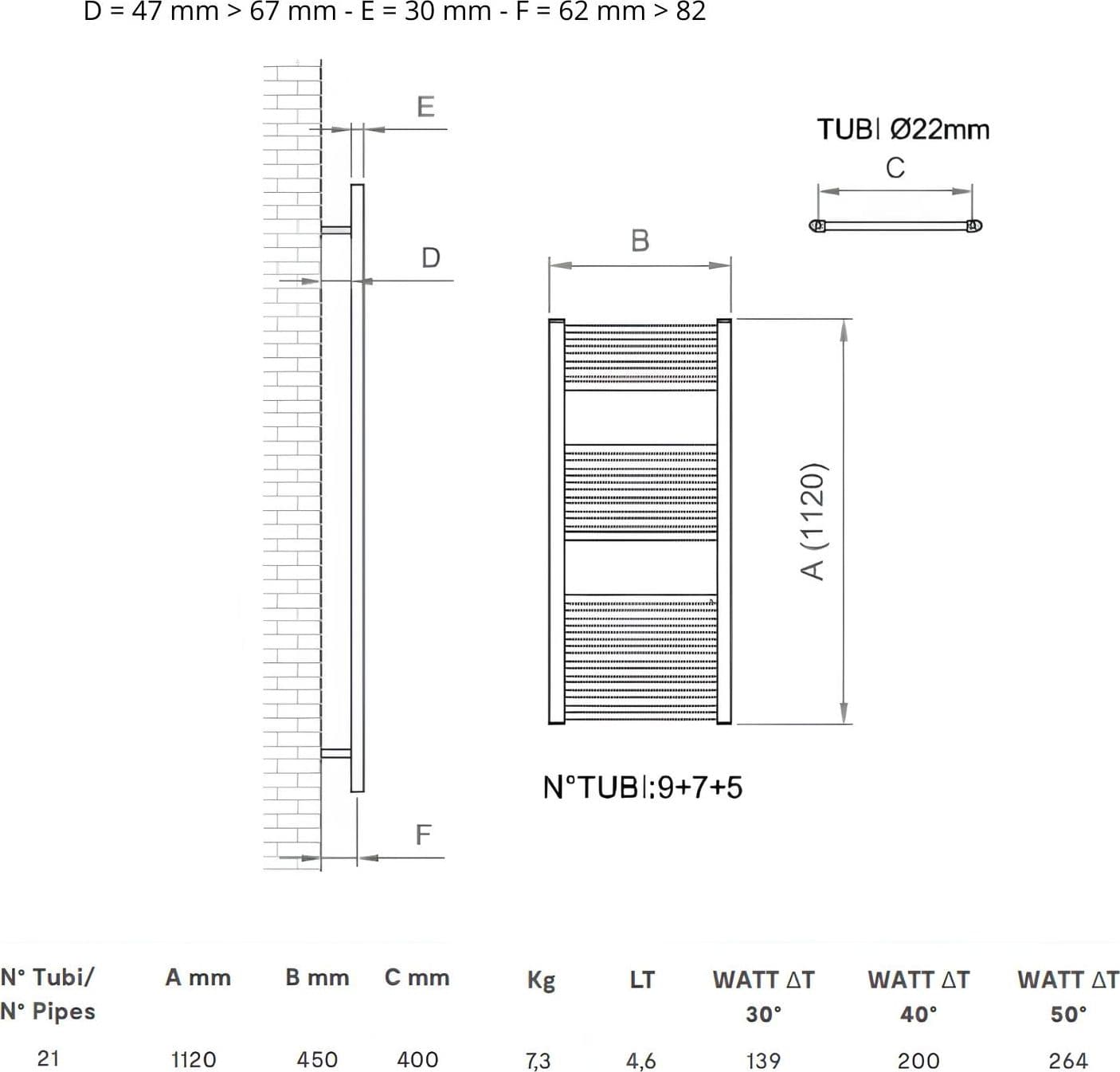 Termoarredo Bagno Cromato In Acciaio Per Scaldasalviette - 30