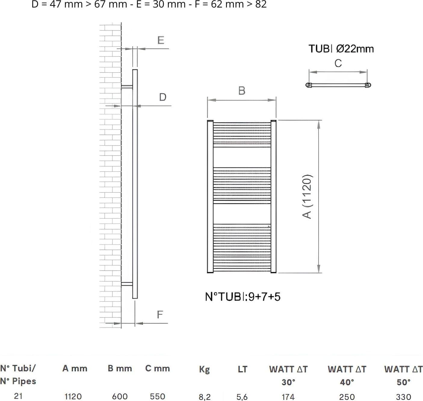 Termoarredo Bagno Cromato In Acciaio Per Scaldasalviette - 42