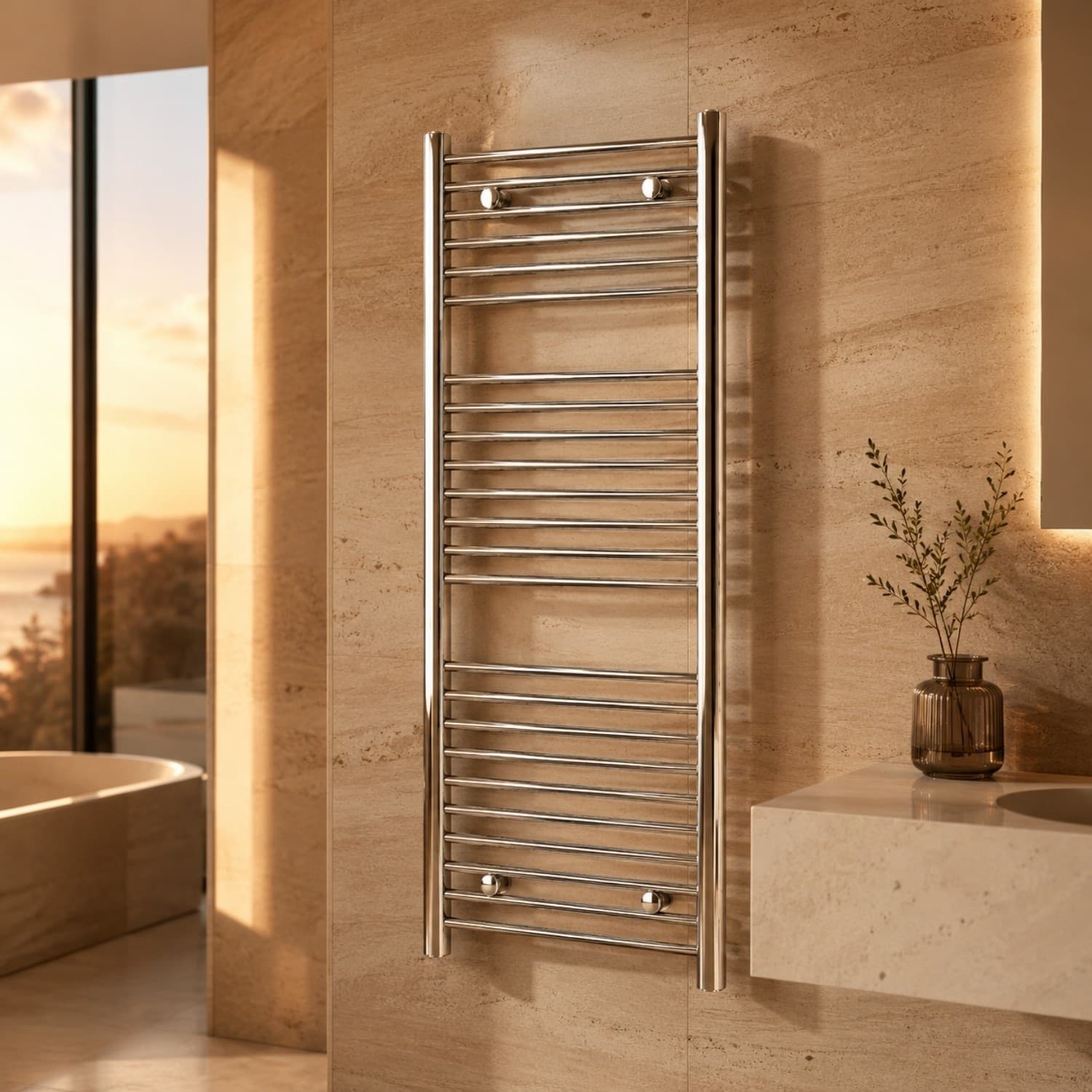 Termoarredo Bagno Cromato In Acciaio Per Scaldasalviette - 59