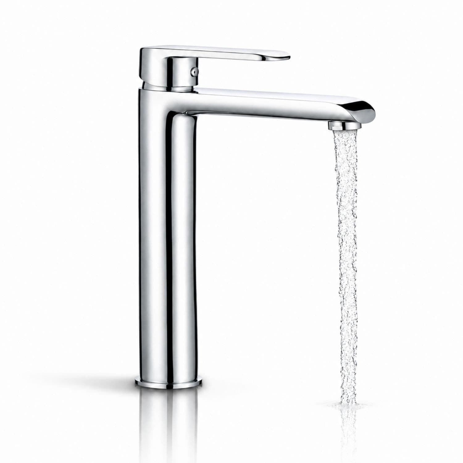 Miscelatore Rubinetto America per Lavabo con Bocca Alta in Ottone Cromato Bagno - 2