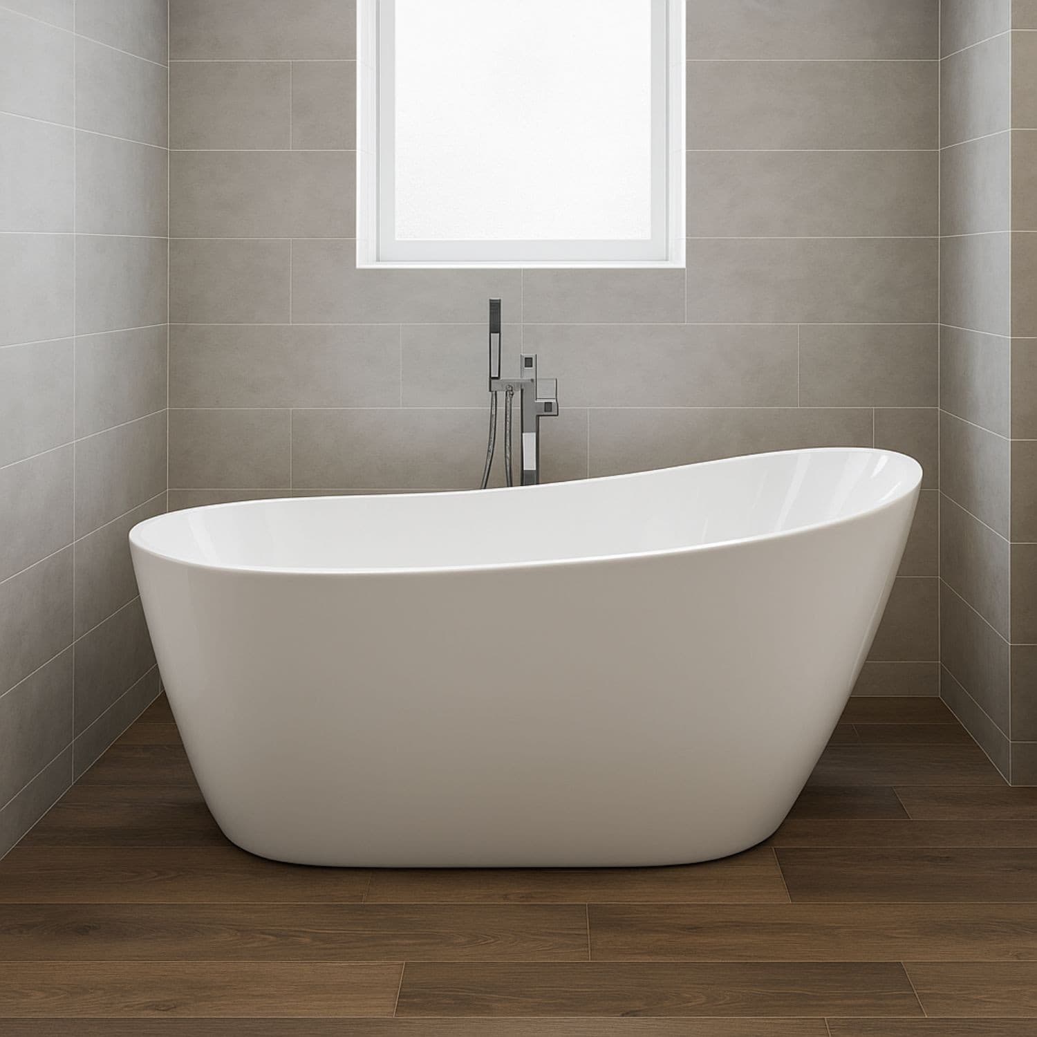 Vasca Da Bagno Freestanding Ovale Acrilico Bianco Lucido 3 misure H 72 cm - 7