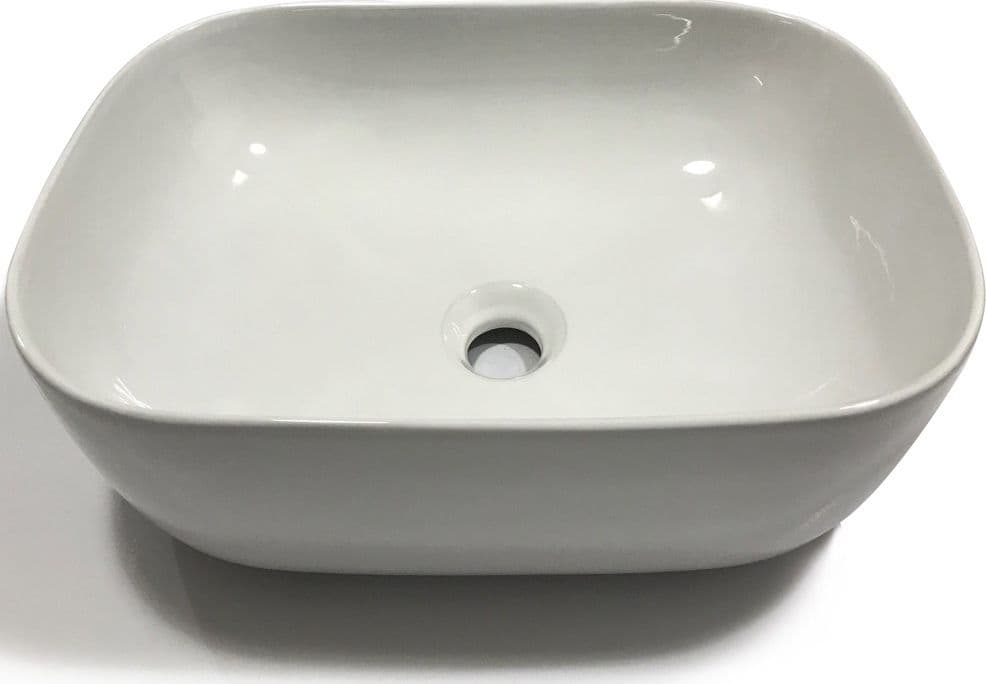 Lavabo Da Appoggio Ceramica Bianco Rettangolare Lavandino 45,5x32,5x13,5 Cm