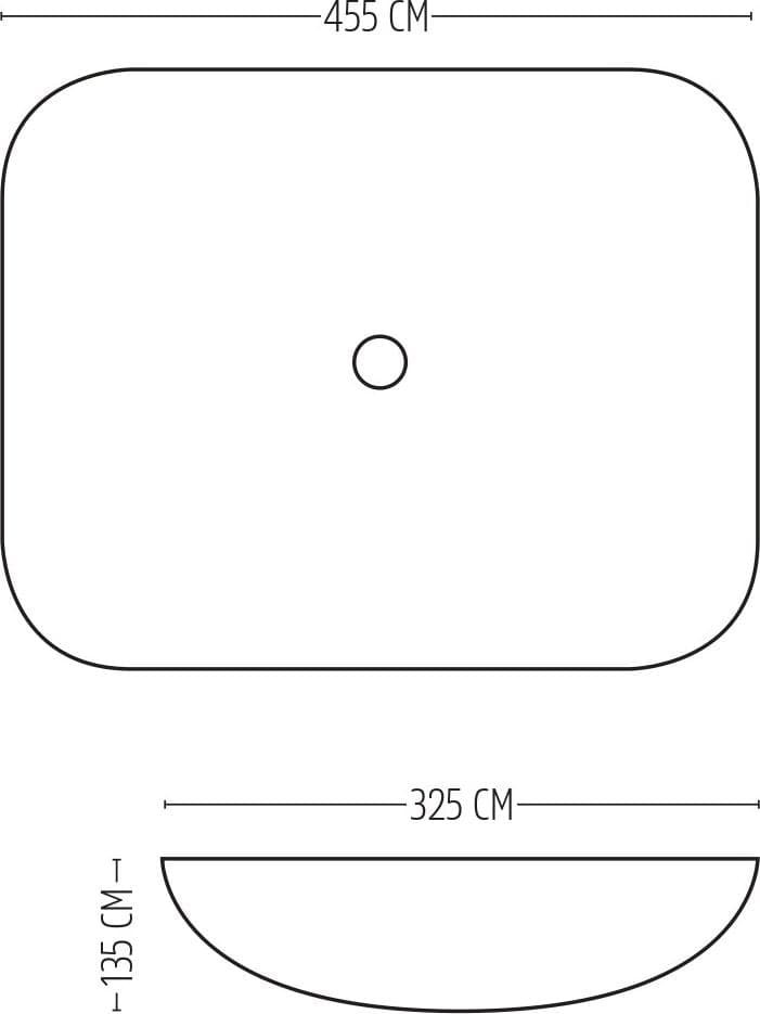 Lavabo Da Appoggio Ceramica Bianco Rettangolare Lavandino 45,5x32,5x13,5 Cm - 2